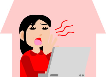 テレワークしながらあくびをする女性のイラスト画像5