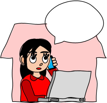 テレワークしながら電話する女性のイラスト画像3