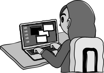パソコン操作する女性のイラスト画像4