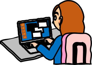 パソコン操作する女性のイラスト画像6
