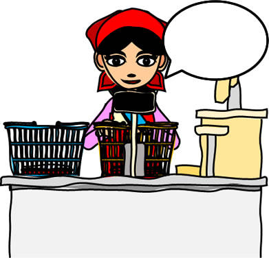 スーパーのレジ作業をする女性店員のイラスト フリーイラスト素材 変な絵 Net