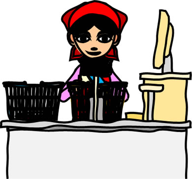 スーパーのレジ作業をする女性店員のイラスト画像6