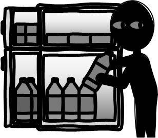 冷蔵庫からジュースを盗む人のイラスト画像4