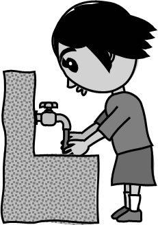 手洗いする女の子のイラスト画像4