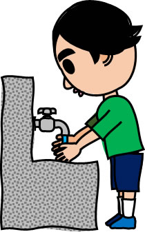 手洗いする男の子のイラスト画像