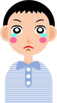 悔し涙、涙をこらえる小学生（低学年）男子のイラスト画像のイラスト画像5