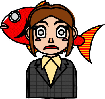 死んだ魚目の若いビジネスウーマンのイラスト画像のイラスト画像6