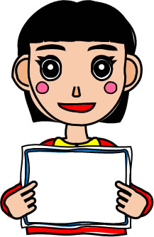 フリップボードを見せる女子小学生のイラスト画像
