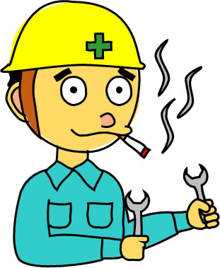 咥えタバコで作業をする人のイラスト画像2