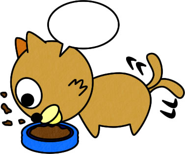 餌を食べるネコのイラスト画像