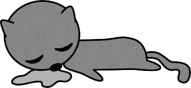 よだれを垂らして寝ているネコのイラスト画像