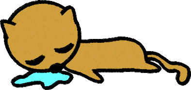 よだれを垂らして寝ているネコのイラスト画像