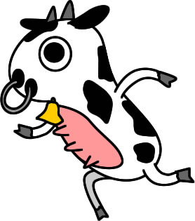 走る乳牛のイラスト画像