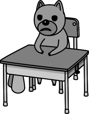 イヌが机に座っている様子のイラスト画像4