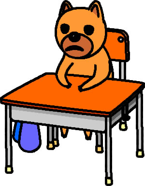 イヌが机に座っている様子のイラスト画像6