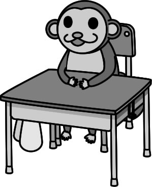 サルが机に座っている様子のイラスト画像4