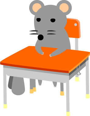 ネズミが机に座っている様子のイラスト画像5