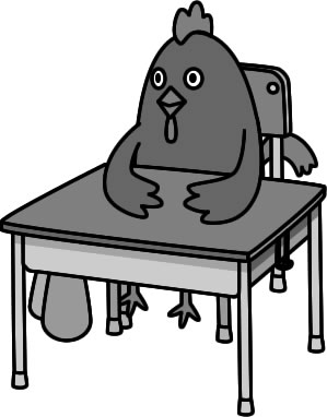 ニワトリが机に座っている様子のイラスト画像4