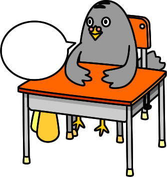 ハトが机に座っている様子のイラスト画像3