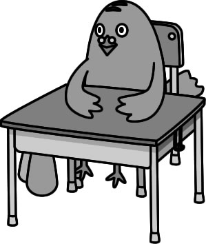 ハトが机に座っている様子のイラスト画像4