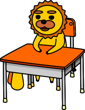ライオンが机に座っている様子のイラスト フリーイラスト素材 変な絵 Net