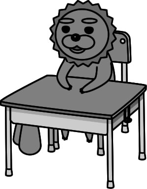 ライオンが机に座っている様子のイラスト画像4
