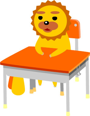 ライオンが机に座っている様子のイラスト画像5