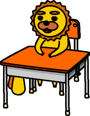 ライオンが机に座っている様子のイラスト画像6
