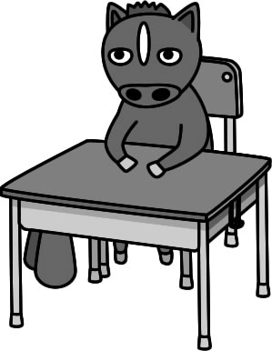 ウマが机に座っている様子のイラスト画像4