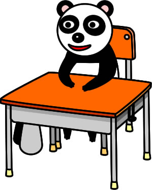 パンダが机に座っている様子のイラスト画像