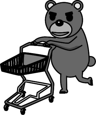 ショッピングカートを押すクマのイラスト画像4