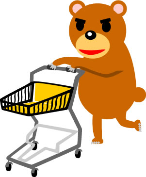 ショッピングカートを押すクマのイラスト画像5