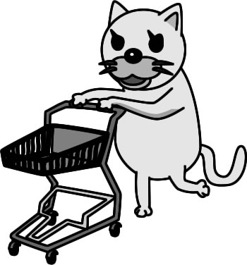 ショッピングカートを押すネコのイラスト画像4