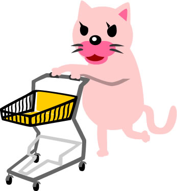 ショッピングカートを押すネコのイラスト画像5