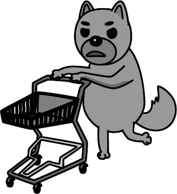 ショッピングカートを押すイヌのイラスト画像4