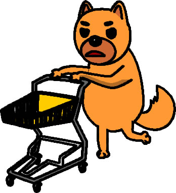 ショッピングカートを押すイヌのイラスト画像6