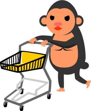 ショッピングカートを押すゴリラのイラスト画像5