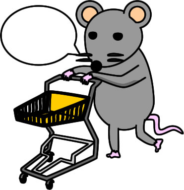 ショッピングカートを押すネズミのイラスト画像3