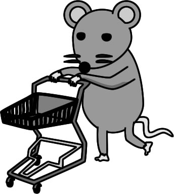 ショッピングカートを押すネズミのイラスト画像4
