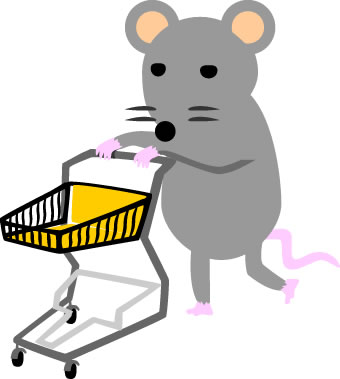 ショッピングカートを押すネズミのイラスト画像5