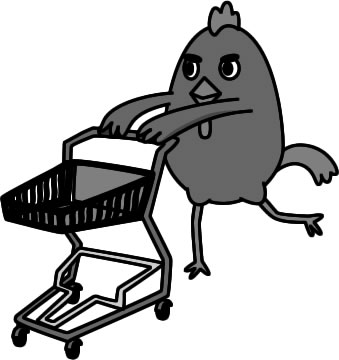 ショッピングカートを押すニワトリのイラスト画像4