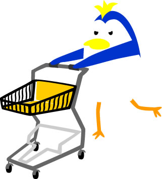 ショッピングカートを押すペンギンのイラスト画像5