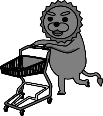 ショッピングカートを押すライオンのイラスト画像4