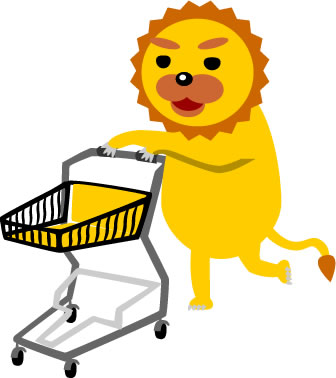 ショッピングカートを押すライオンのイラスト画像5
