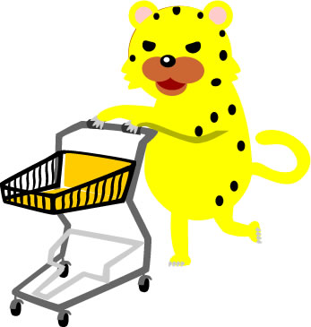 ショッピングカートを押すヒョウのイラスト画像5