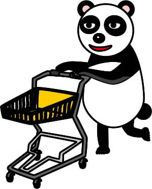 ショッピングカートを押すパンダのイラスト画像