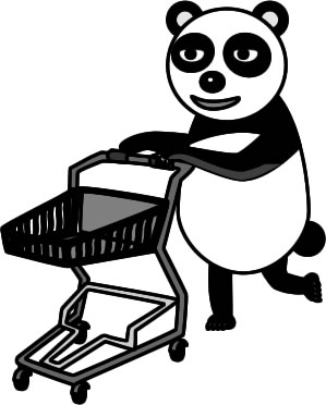 ショッピングカートを押すパンダのイラスト画像4