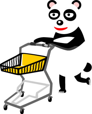 ショッピングカートを押すパンダのイラスト画像5