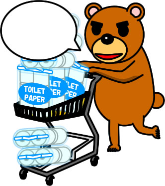 トイレットペーパーを買占め、買い溜めするクマのイラスト画像3