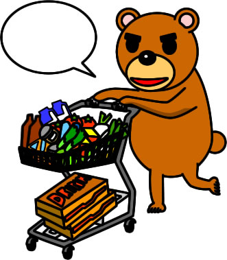 食品を大量買いするクマのイラスト画像3
